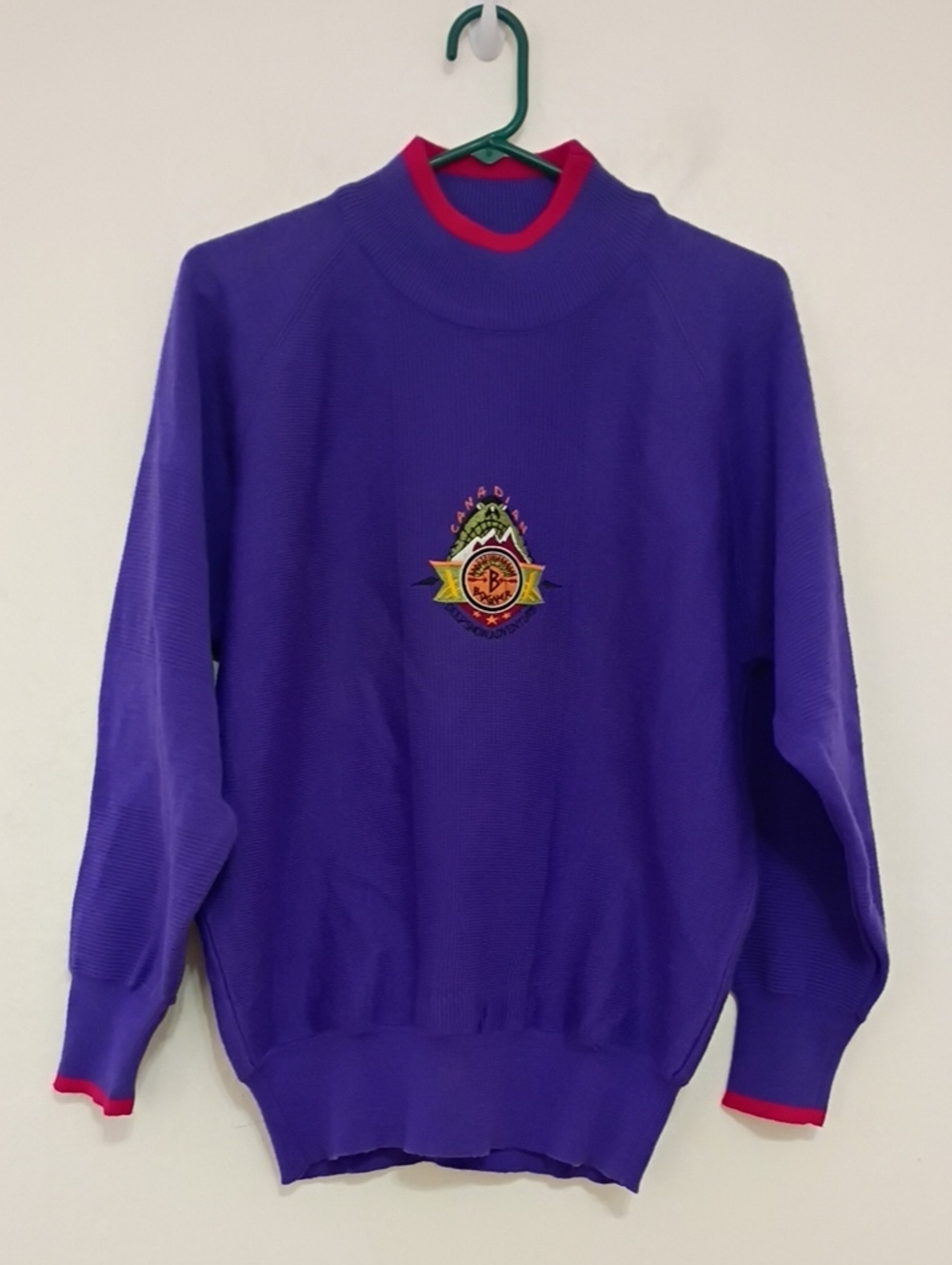 Bogner Vintage Purple Wool Blend Canadian Deep Snow Adventure Heavy Sweater